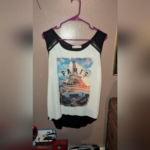 Paris Je T'aime Sleeveless Top (White/Black)